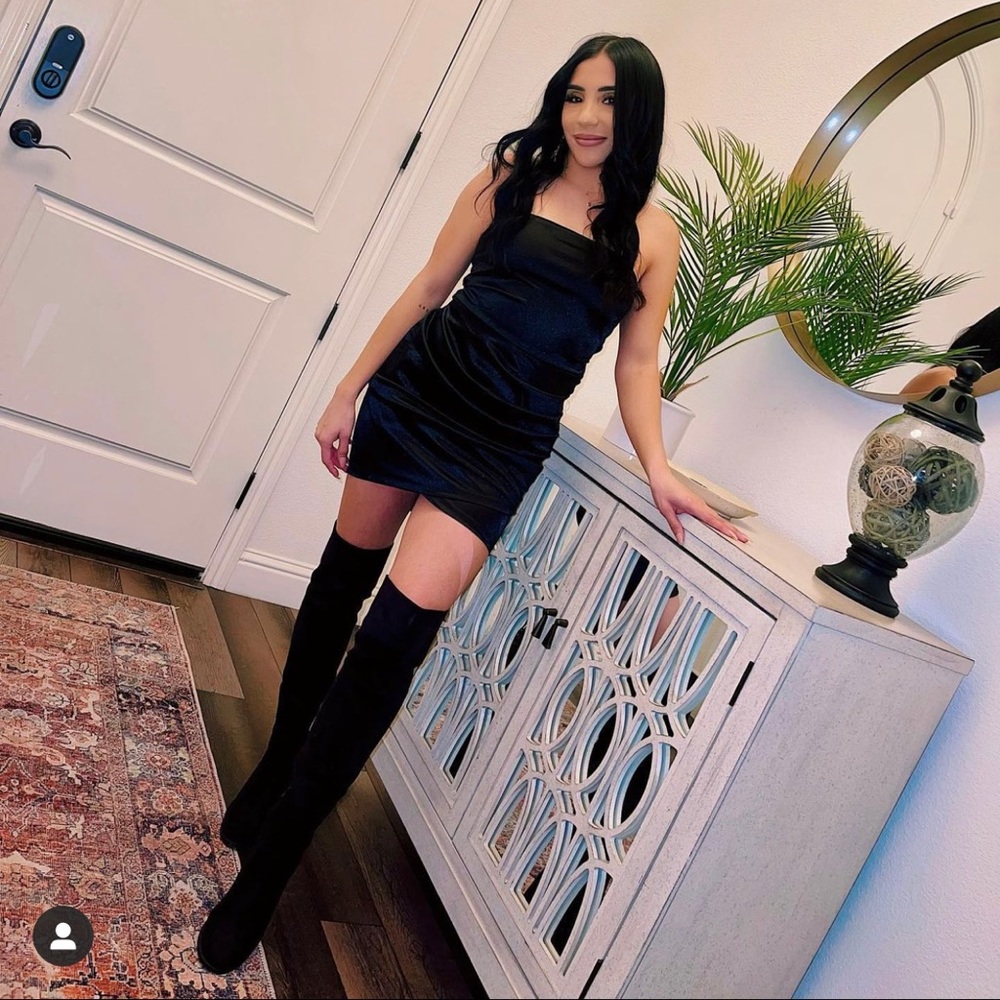 Black satin dress